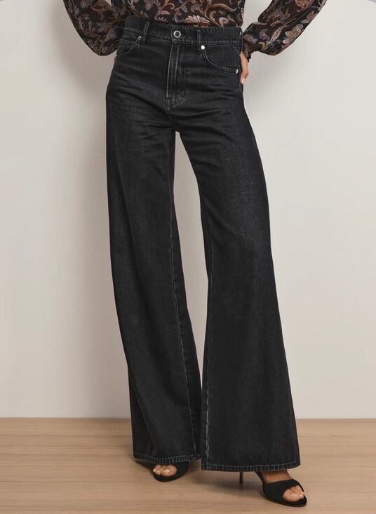 Veronica Beard Denim - Veronica Beard Kasey Mid Rise Wide Leg Jeans Washed Onyx size 24